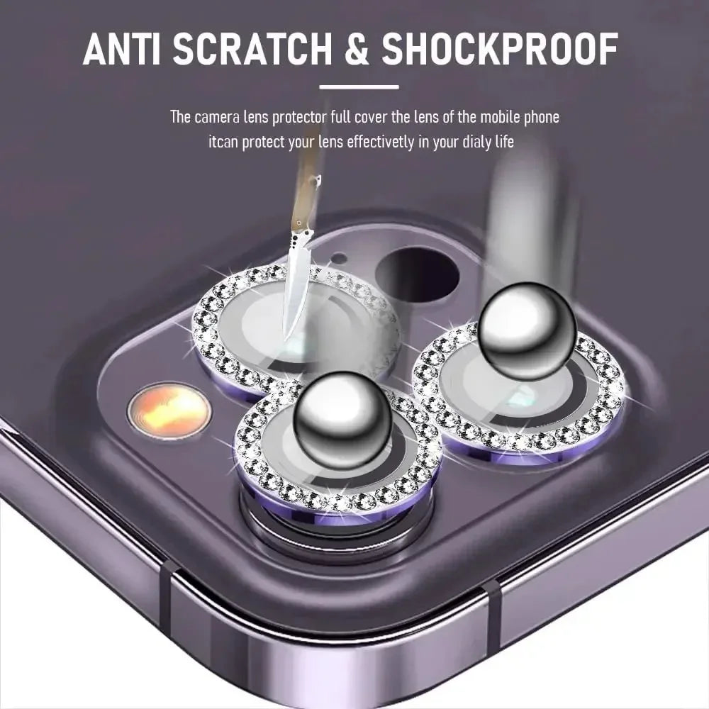 Diamond Camera Lens Glass Protector for iphone Mobiles.